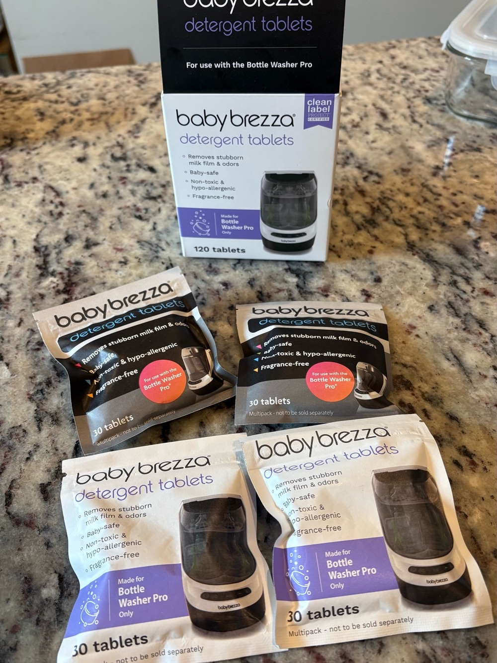 babybrezza Detergent Tablets - White & Purple - Bottle Washer Pro (120 Tablets)